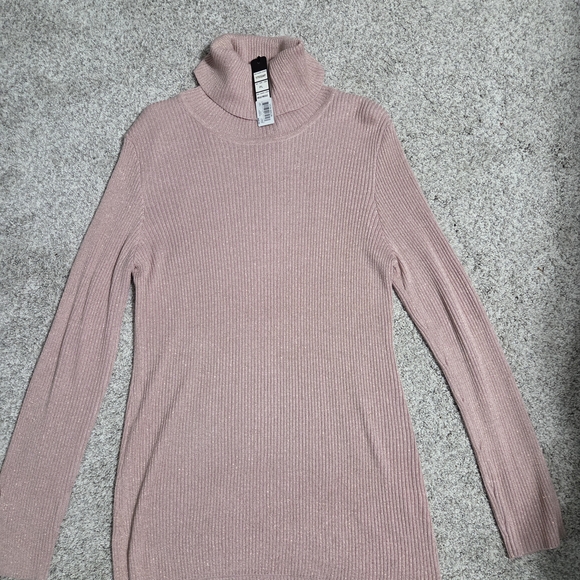 Belldini Pink Turtleneck Light Weight Sweater with Gold Sparkle - Picture 6 of 8